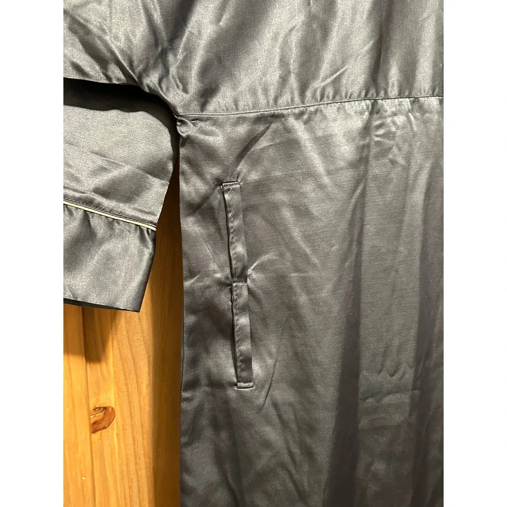 Christian Dior Monsieur Vintage Satin Robe Charcoal Gray Kimono One Size
